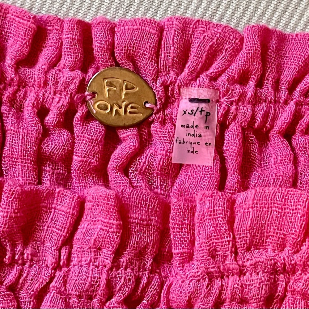 NWOT FP One Perla Eyelet Lace Off-shoulder Hot Pink Crop Top